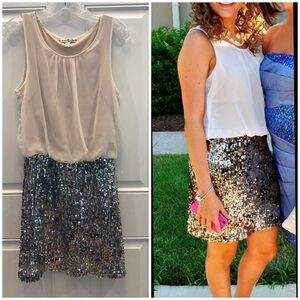 ACCIDENTALLY IN LOVE Sleeveless Chiffon & Sequin DRESS